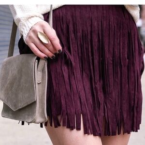 BB Dakota Barton Suede Fringe Mini Skirt Sz 2 NEW